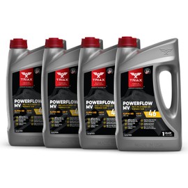TRIAX Powerflow MV 46 - Multi-Viscosity Hydraulic Oil - 6,000 Hour Extended Life, Triple Anti-Wear, True All Season, Pour Point Down to -45F, Virtually Zero Foaming (4 Gallon Pack)