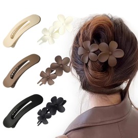 6pcs Flat Hair Claw Clips, Duckbill Hair Clips, Strong Hold No Slip Matte Claw Clips Suitable for Fine Curly Hair, Curved Design, Suitable for Lying Down and Driving