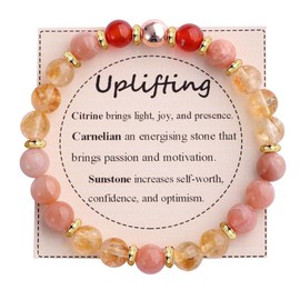 Healing Stone Bracelet for Women, Healing Stones Yoga Bead Bracelets Calming Stretch Bracelet Anxiety Relief Stress Relief Gifts For Women (Uplifting)