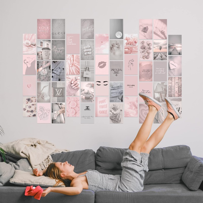 KONGSY Pink Wall Collage Kit (50pcs, 4x6inch) - Pink &