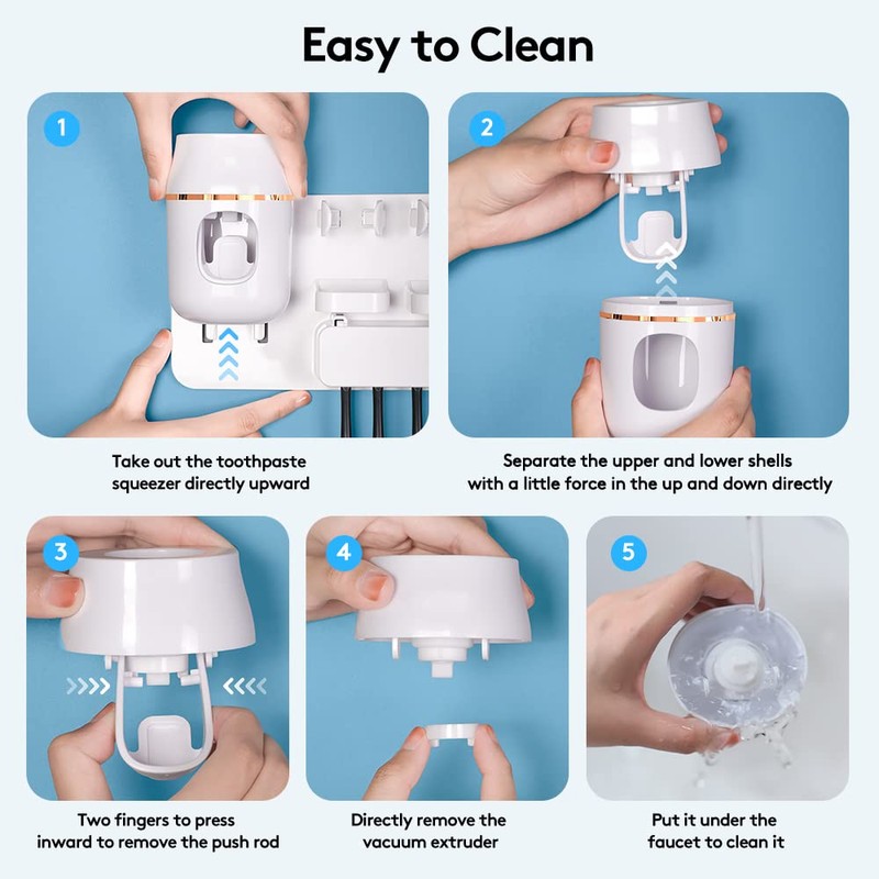 TuCao Toothpaste Dispenser Wall Mounted, Automatic Toothpaste Dispenser for Kids,