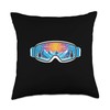 Ski Goggles Art Nature Mountains Minimalist Skiing Throw Pillow