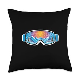 Ski Goggles Art Nature Mountains Minimalist Skiing Throw Pillow