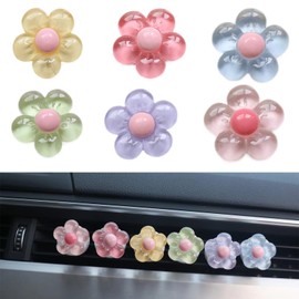 Joynaamn 6 PCS Car Accessories for Women, Flower Car Air Vent Clips Air Conditioner Outlet Decoration Car Interior Decor Charm, Assorted Color
