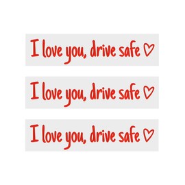Wevdn 3 PCS I Love You Drive Safe Sticker, Funny Waterproof Car Rearview Mirror Decal with Heart, Self Affirmations Sticker with Drive Safe Letters for Car Window Bumper Women Gift (Red)