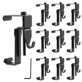 TRBSXRT Stainless Steel Brick Wall Clips - Heavy Duty Brick Hangers with 1 Wrenches Brick Hooks Clamp No Drill Outdoor Decor for Hanging Pictures (Black / 6 Pack)