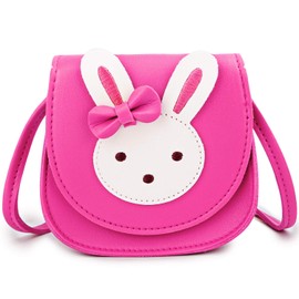 KEREDA Children's Shoulder Bag Girls, Cute Rabbit CrossBody Bag, PU Leather Princess Mini Bags for Children Girls 2-10 Years, blue, playful