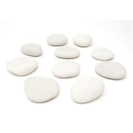Chiloskit White Stones for Painting, 10 Large Stones 2" - 3.5" Flat Smooth Stones Craft Stones for Rock Painting, Beauty Stones, Painting Favors