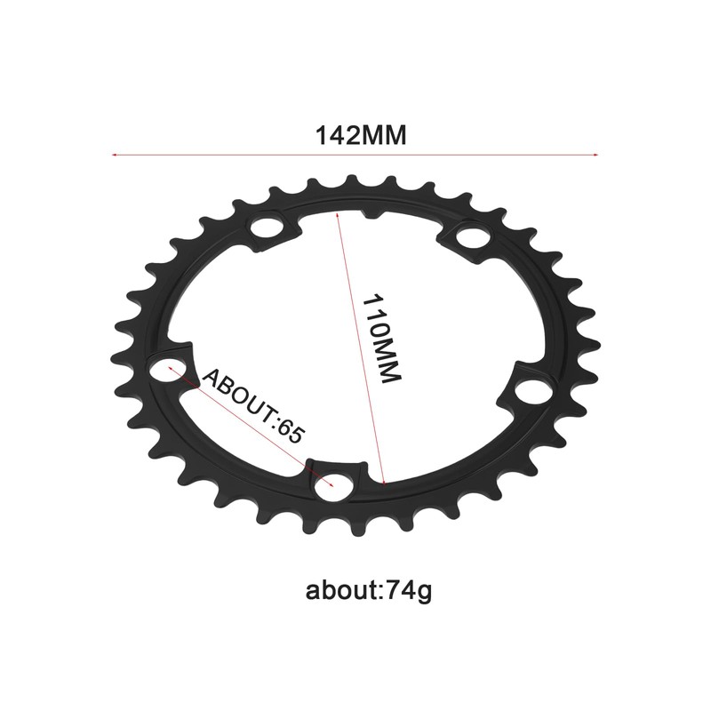 YINETTECH 1Pc 110mm BCD 5 Arm Bicycle Inner Chainring 34T
