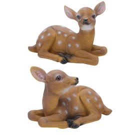 Pssopp 2Pcs Sika Deer Statue, Sika Deer Modelings Deer Ornament Lifelike Synthetic Animal Sculpture with Water Proof Sunscreen Design for Garden Outdoor Decoration