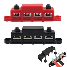 12V-48V DC Ampere Distribution Block Bus Terminal, M10 Stud Terminal with Cover for Cars Motorhomes Ships Yachts and RV (Paired, Red and Black)
