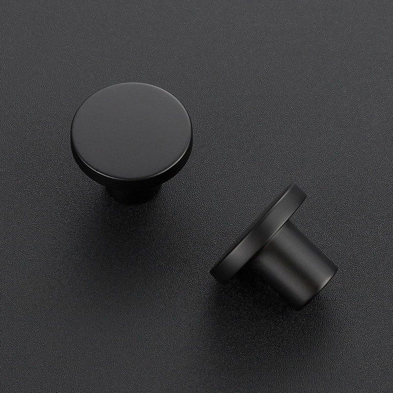 Ravinte 5 Pack Matte Black Round Cabinet Knobs Solid Dresser