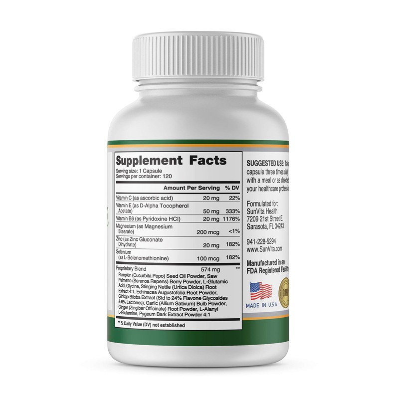Prostate Formula- Helps with Frequency and Urgency - 120 Capsules