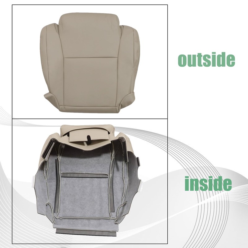 Priprilod Leather Driver Side Bottom Replacement Seat Cover Tan（#44） Compatible