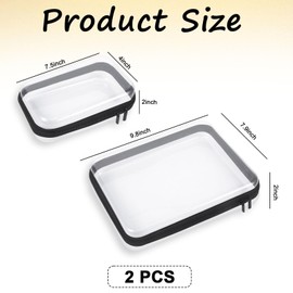 Qiuruoo 2pcs Clear Hard Shell Zipper Case,Hard Shell Zipper Case for Snacks,Makeup,Pencils and Toys, Clear Bag for Travel and Easily to Take with (Small,Large)