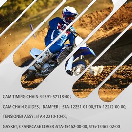 MOTO1988 Cam Timing Chain & Guides & Tensioner w/Gasket Compatible with Yamaha WR450F YZ450F YFZ450 YFZ450R YFZ450X 2003-2011
