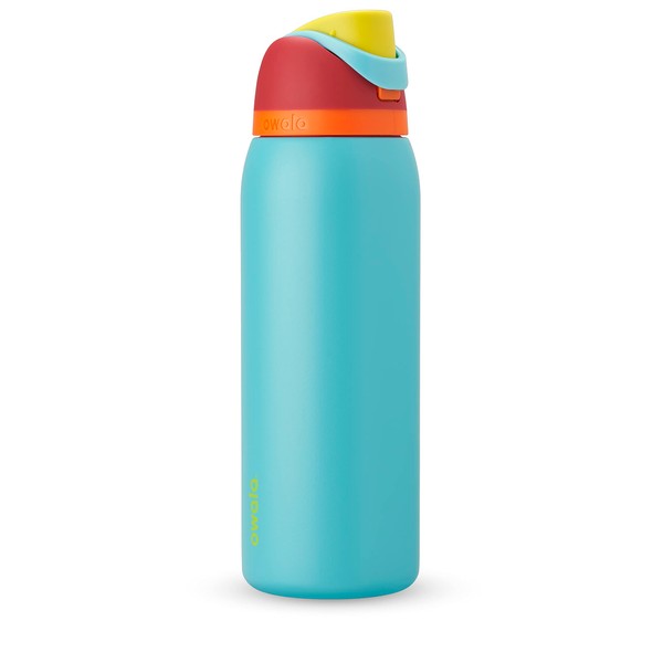 Owala FreeSip - Botella de agua aislada de acero inoxidable con popote para deportes y viajes, sin BPA, 40 onzas, rojo/aguamarina (dulzura de verano)