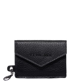 FEYNSINN Nova Flat Card Holder with RFID Protection Made of Nappa Leather I Small Wallet Credit Card Holder Small for Women I with Coin Compartment Credit Card Holder Black Handmade, black, ID card