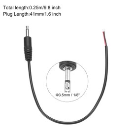sourcing map 3.5mm Male Jack to Bare Wire Open End Replacement TRS 2 Pole Stereo 1/8" Mono Audio Cable Plug Jack for Earphone Headphone Cable Repair, 0.25m