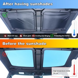 Sunroof Sunshade Compatible with Hummer EV 2024 2025 2026 SUV, Car Interior Windshield Sun Shade, Steel Wire Memory Sunroof Shade Insulation Heat Blocks UV Ray Glare-Proof-Sun
