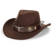 INOGIH Kids Western Cowboy Hat - Vintange BrownWide-Brim Felt Fedora