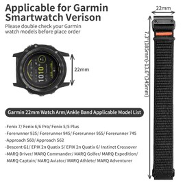 chinbersky 22mm Arm Knöchelband für Garmin Feinx 6 Pro/6/7/7 Pro/5/5 Plus Armband,Sportarmband für Forerunner 935/945/955/965/745,für Instinct/2/Approach S60/S70-47mm, Descent G1/Epix 2/Epix Pro 47mm