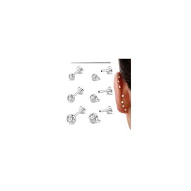 Zernblend 3 Paar 14K Goldgefüllte Titanium Chirurgischer Stahl Ohrringe, Ohrringe, Ohrstecker, Ohringe (Silber)