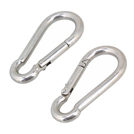 (Qty 2) Steel Snap Link Hooks 3/8" - 10 MM Diameter - Spring Loaded Quick Release - Heavy Duty Multipurpose Carabiners