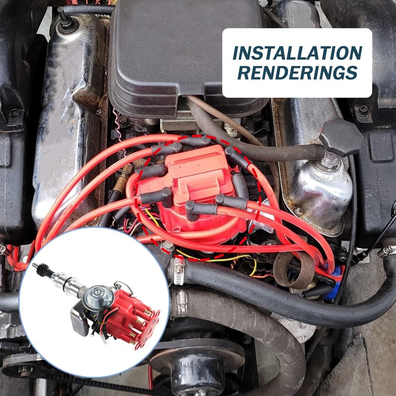 JDMSPEED New HEI Performance Distributor Red Cap Replacement For Ford