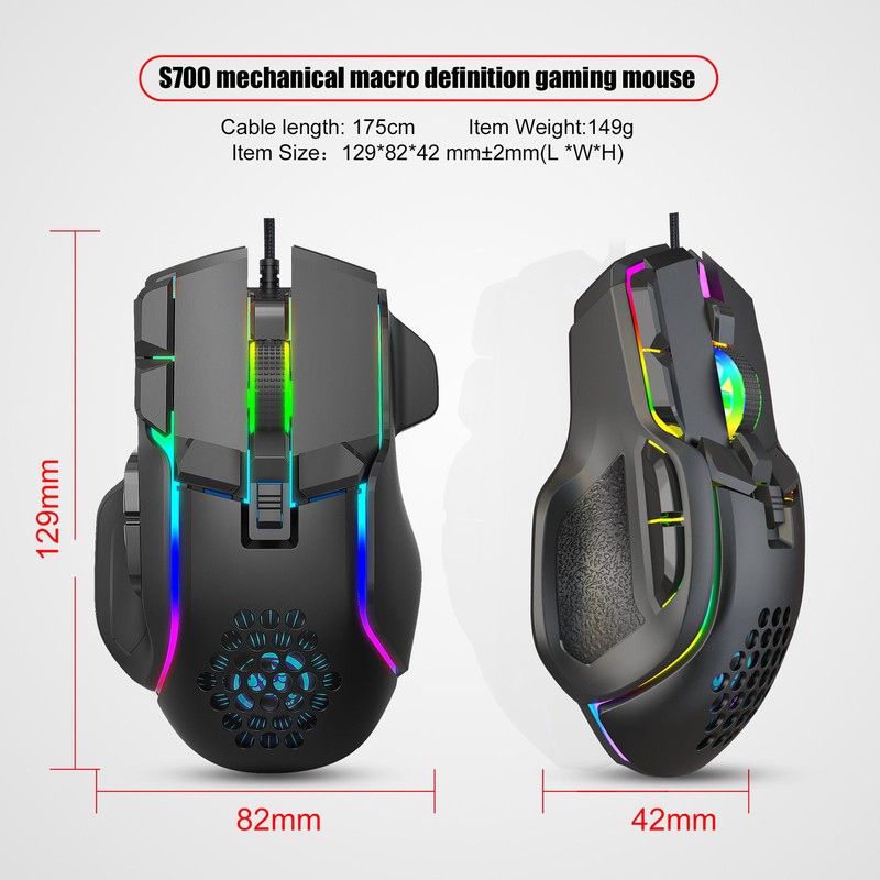 RGB Gaming Mouse 12800 DPI Gaming Mouse Optical Wired with