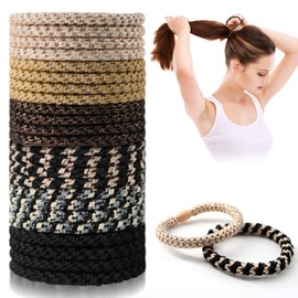 ZOCONE 24 Stück Haargummis für Damen, mehrfarbig, geflochten, modisch, elastisch, elastisch, Pferdeschwanz, modisch, für dickes und lockiges Haar (B)