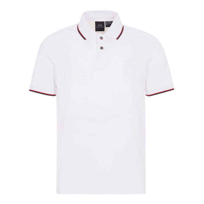 Armani Exchange Men's Double Stripe Polo Shirt, (White 1100), X-Small