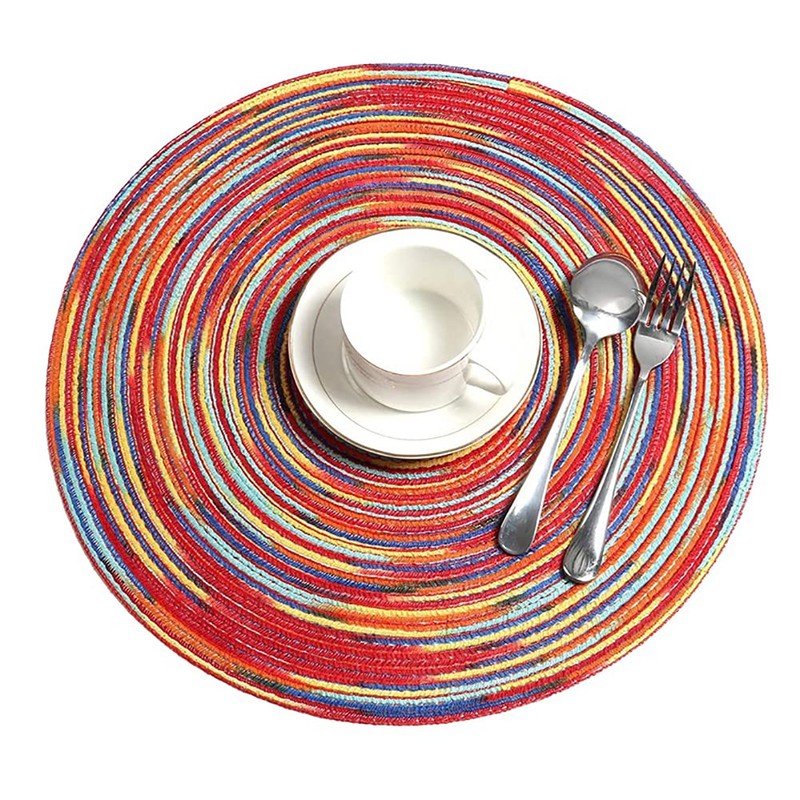 Alnicov 4pcs Cotton Woven Rattan Heat-Resistant Tablema,11.8Inch 30cm Round Placemats