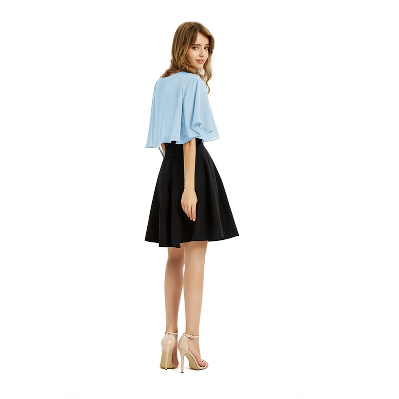 Soft Chiffon Shawl Wraps Shrug for Evening Wedding Women Accessories(Sky