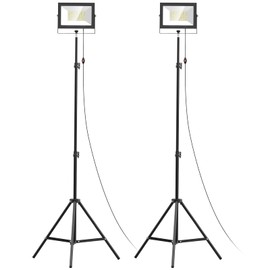 Rechargeable Led Work Light with Stand: 2 Set 22000 Lumen 200W Led Tripod Work Light - Adjustable and Foldable IP65 Waterproof Outdoor Portable Work Lights with Stand for Camping
