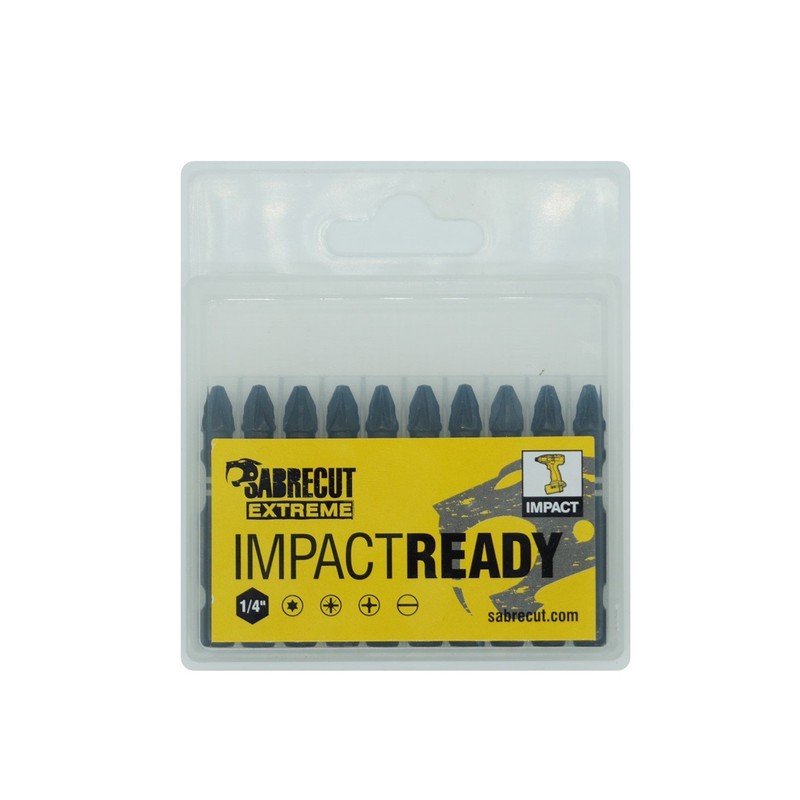10 x SabreCut SCPZ250_10 50mm PZ2 Impact Screwdriver Driver Bits