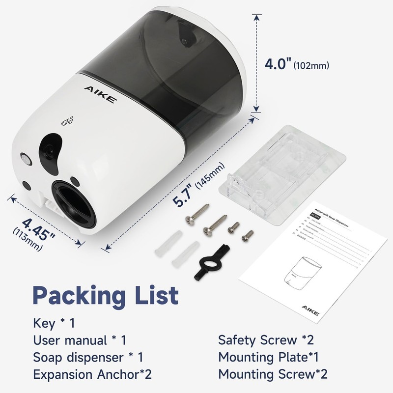 AIKE Automatic Soap Dispenser Wall Mounted, 650 ML Large Capacity,