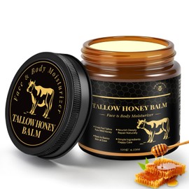 YOURTONE Beef Tallow for Skin, Tallow and Honey Balm for Face, Grass-Fed Beef Tallow Face Moisturizer, Deeply Moisturizing for Dry & Sensitive Skin (4.23oz/120g)