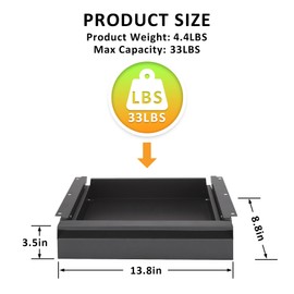 POPMOON Under Desk Drawer For Desk 13.8 * 8.8 * 3.5 in, Pull out Storage Organizer with Slide Extension Mounted Under Flat Wooden Table or Workbench, Carbon Steel Hidden Desk Drawer
