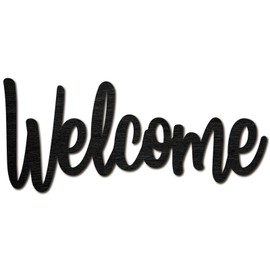 CREATCABIN Welcome Wood Wall Sign Wooden Art Letter Wall Decor Display Laser Cut Wooden DIY Crafts Unfinished for Home Door Decoration Gift Housewarming Birthday Thanksgiving Black 11.9x5.1 Inch
