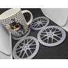 Car Wheel Rim Drink Coasters (Set of 4) in Silver