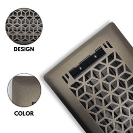 Sierra Grates 4" x 10" Vector Design Steel Floor Register in Metallic Bronze Finish with mounting Clips- for Floor or Side Wall- Decorative Air Vent Covers-Floor Register 4” x 10”(5 Pack)