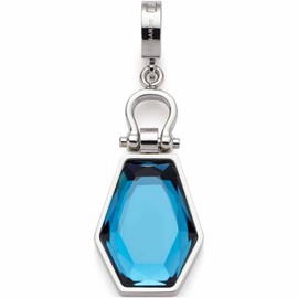 Leonardo Jewels Clip&Mix Jane Pendant Stainless Steel Silver Tone Pendant with Blue Crystal Suitable for Engraving Jewellery Gift 023264, Stainless Steel, No Gemstone