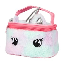 Cute Unicorn Plush Beauty Case Vanity Bag for Kids - Soft and Fluffy Unicorn Makeup Bag for Girls - Magical Unicorn-Themed Beauty Case for Little Girls