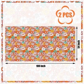 Augisteen 2 PCS Groovy Tablecloth Plastic Boho Daisy Table Covers Daisy Flower Tablecloth Hippie Retro Floral Disposable Tablecloths Waterproof for Birthday Party Decor Baby Shower, 54 x 108 Inch