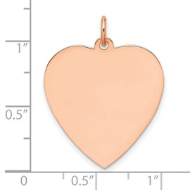 925 Sterling Silver Rose Gold Plated Engraveable Love Heart Pendant Necklace Polished Front Satin Back Disc Measure - Pendant for Women