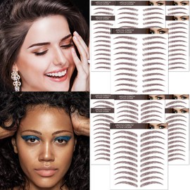 Aresvns Eyebrow Tattoos Stickers - Brown, 132 Pairs, 4D Realistic, Reddish Brown (Chocolate Color), 2 Shapes, Suitable Sizes, Hair-Like Transfers for Women