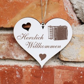 Herzlich Welcome Sign – Accordion Accordion – Decorative Heart Wooden Welcome Sign Door Sign Decorative Sign Door Decoration