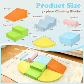 QUCHI Climbing Toys for Toddlers Indoor, 7-Piece Soft Foam Climbing Blocks Set for Toddlers, Toddler Playtime Corner Climber Indoor Foam Play Gym for Climbing and Crawling