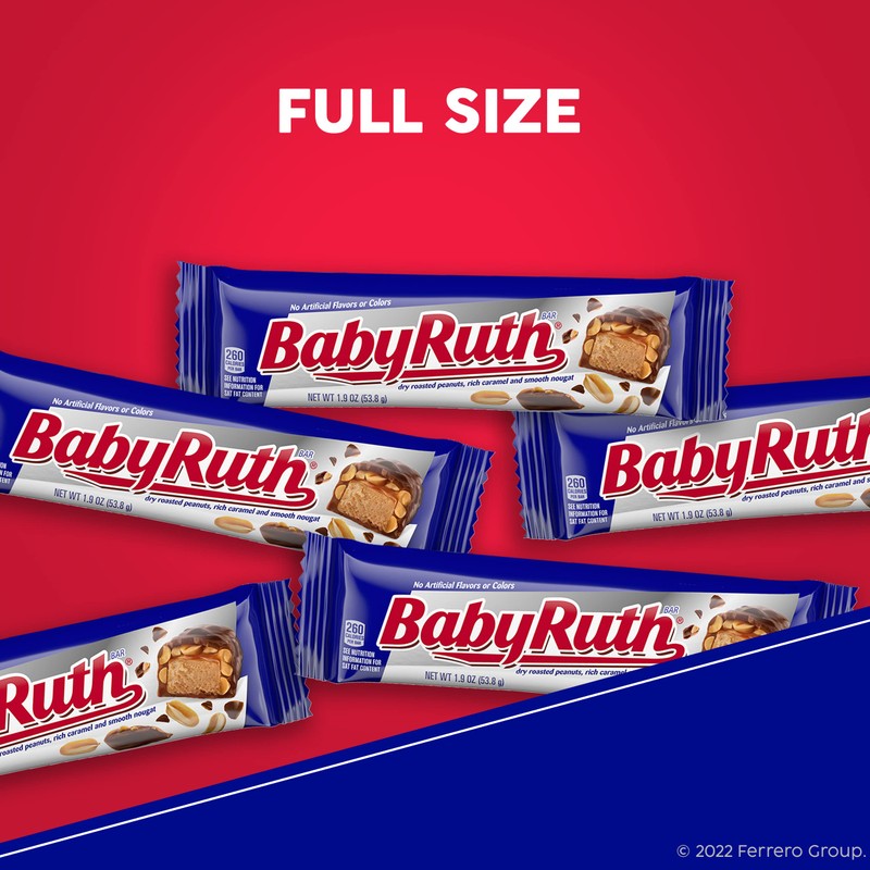 Baby Ruth, Chocolatey, Peanut, Caramel, Nougat, Full Size Individually Wrapped